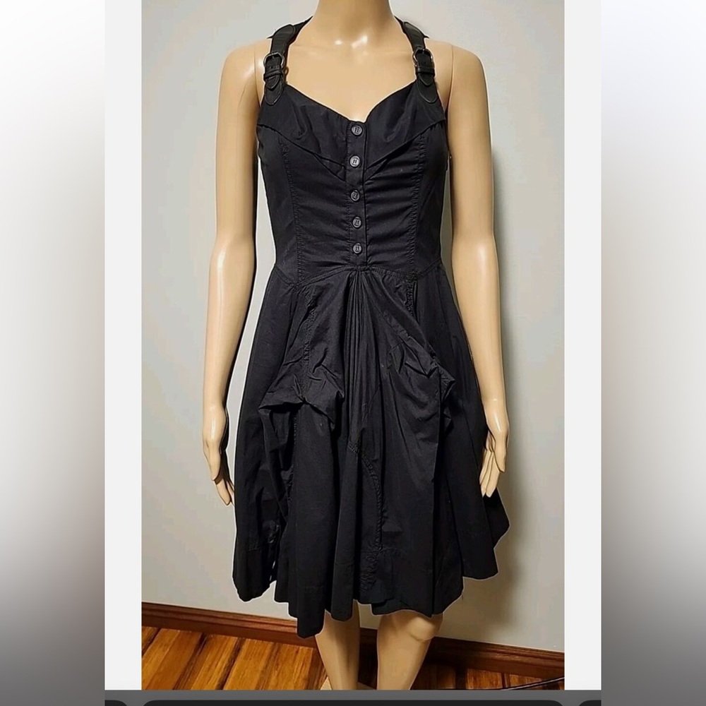 ALLSAINTS SPITALFIELDS Black Cotton Amkiri Parachute Dress Size 14